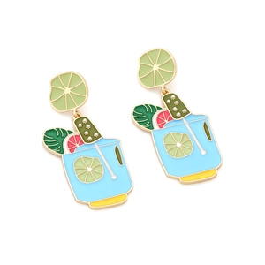 Sweet enamel cocktail and fruit drop earrings with summer vacation style for women