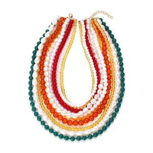 Multi Layer Beaded Necklace Baroque Imitation Artificial Pearl Bohemian Vintage Statement Clavicle Chain Jewelry Gift For Women