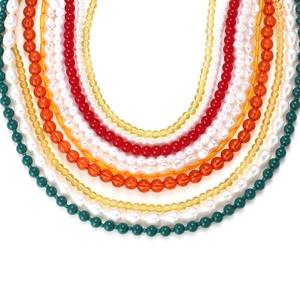 Multilayer baroque pearl and colorful bead necklace set with vibrant round and drop beads