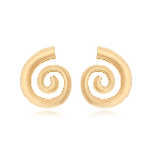 Gold Alloy Conch Earrings Hollow Spiral Ocean Animal Drop Jewelry For Women Retro Beach Fashion Accessory