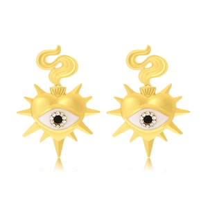 Evil Eye Sacred Heart Earrings Alloy Rhinestone Flame Radiant Drip Oil Gothic Jewelry For Women