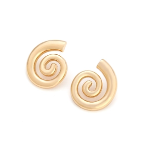 Exaggerated golden conch shell alloy earrings with retro ocean animal hollow design