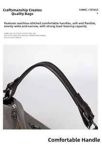 Detail of durable canvas bag handles with reinforced stitching and metal zipper