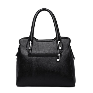 Fashionable black pebbled leather tote bag with large capacity and double top handles