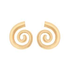 Chic hollow spiral conch earrings in bright gold alloy for a vintage ocean beach style