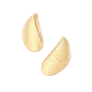 Boucles d'oreilles minimalistes en alliage doré avec texture plissée et métal brossé