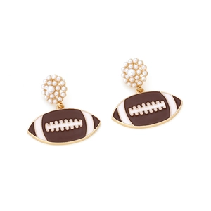 Boucles d'oreilles créatives de football américain avec puces élégantes en perles