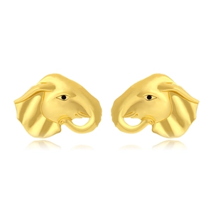 Boucles D'oreilles Tête D'éléphant Alliage De Zinc Strass Animal Dessin Animé Personnalité Bijoux Mode