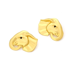 Boucles d'oreilles éléphant dorées avec strass brillants et accents noirs