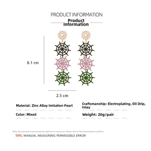 Spécifications de taille des boucles d'oreilles toile d'araignée à triple couche et perles