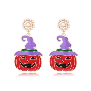 Halloween Κολοκύθα Καπέλο Μάγισσας Σκουλαρίκια Γυναικεία Κράμα Ψευδαργύρου Σμάλτο Τεχνητό Μαργαριτάρι Σκουλαρίκια Halloween