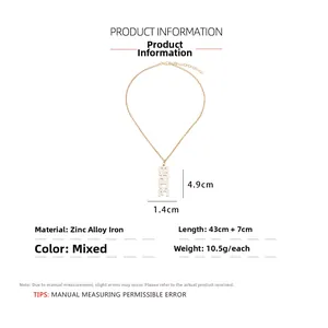 Detail view of gold enamel BRIDE pendant necklace with precise size measurements