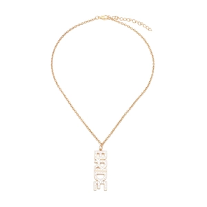 Vertical Bride Letter Pendant Necklace Enamel Alloy Gold Tone Wedding Bridal Bachelorette Party Jewelry For Women