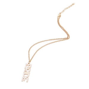 Gold BRIDE letter pendant necklace with white enamel inlay for bridal wedding accessory