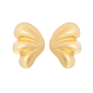 Boucles d'oreilles feuilles en éventail dorées avec texture métallique détaillée