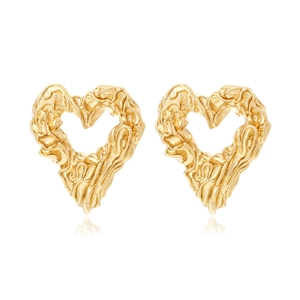 Orecchini A Cuore In Lega Placcati Oro Texture Lava Design Aperto Retro Minimalista Gioielli Di Moda Per Donna