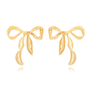 Bow Earrings For Women Zinc Alloy Metal Plated Retro Minimalist Ribbon Style Statement Stud Earrings