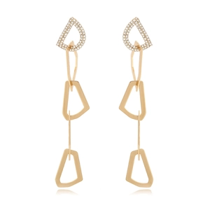 Boucles D'oreilles Pendantes Longues En Alliage Doré Strass Lettre D Géométrique Irrégulier Vintage Mode Pour Femmes
