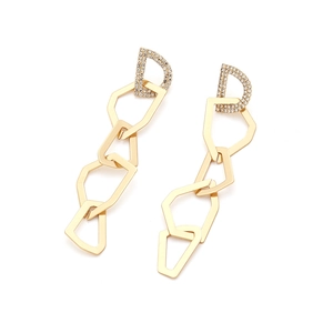 Boucles d'oreilles pendantes en alliage doré avec pendentif D et anneaux géométriques