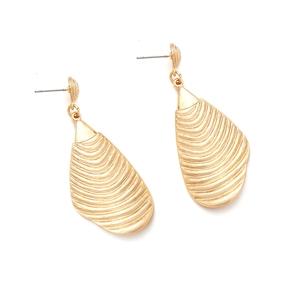 Vintage gold geometric hoop earrings with textured spiral design for women on white background