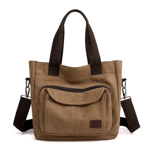 Women Large Capacity Canvas Tote Bag Casual Shoulder Crossbody Handbag Multi Pocket Fashion Versatile Travel Work Purse
