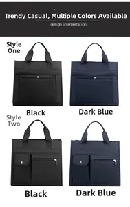 Detailed comparison of multi-compartment waterproof nylon laptop bags in black and blue