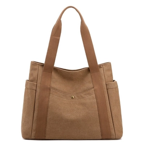 Borsa Tote In Tela Donna Grande Capacità Borsa A Tracolla Multitasche Casual Con Fibbia In Metallo Vintage