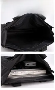 Internal view of waterproof nylon laptop bag with multiple functional compartments