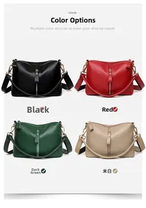 Litchi pattern leather handbags in black, red, green and beige with gold hardware detail