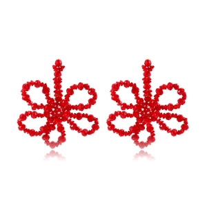 Bohemian Flower Beaded Drop Earrings Hand Woven Glass Crystal Statement Fashion Jewelry For Women Elegant Ethnic Style
