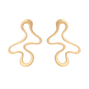 Chic vintage style gold fluid geometric earrings with creative metallic texture for women