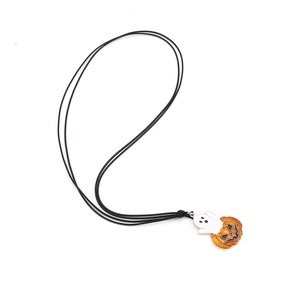 Collier avec pendentif fantôme et citrouille orange scintillante pour Halloween