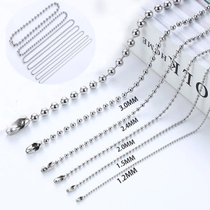 Polished 304 stainless steel ball chains in 1.2mm to 3.0mm sizes for jewelry making