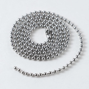 Close-up of polished 304 stainless steel ball chain with connector for DIY jewelry