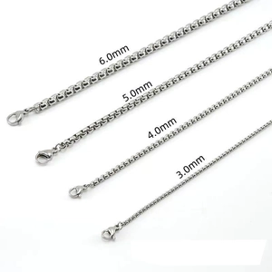 Detailed comparison of stainless steel box chains in 3mm, 4mm, 5mm, and 6mm widths