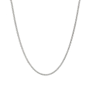 Detailed view of the sparkling silver cauliflower chain necklace with shimmering links