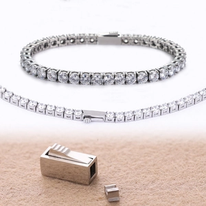 Classic Tennis Bracelet 316 Stainless Steel Inlaid With Sparkling Round Cut Zircon Elegant Luxury Jewelry For Women