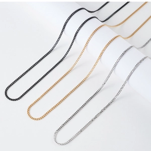 Collier Chaîne Gourmette En Acier Inoxydable Minimaliste Maillon Cubain Poli Bijoux De Base Pour Hommes Femmes