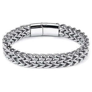 Heavy Chain Bracelet Stainless Steel Wheat Weave Magnetic Buckle Polished Trendy Punk Jewelry For Men Women