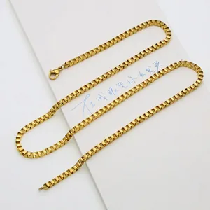 Classic 18K gold plated stainless steel box chain necklace with durable lobster clasp