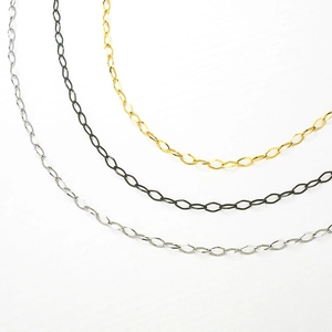 Polished stainless steel oval link chains in gold, silver and gun black for DIY jewelry