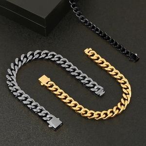 Bracelets Cuban pour hommes en acier inoxydable or, anthracite et noir sur fond sombre