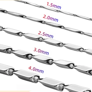 Catene a cilindro in acciaio inossidabile lucido in cinque misure da 1,5 mm a 4,0 mm
