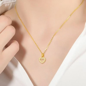 Stainless Steel Heart Geometric Pendant Necklace Gold Plated Cubic Zirconia Minimalist Jewelry For Women
