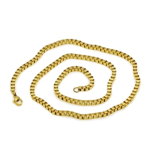 Box Chain Necklace Stainless Steel Titanium Steel Vacuum 18K Gold Plated Minimalist Geometric Jewelry Women Men