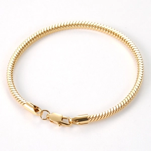 Bracelet chaîne serpent en acier inoxydable doré poli à plat avec fermoir mousqueton
