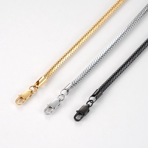 Chaînes serpent en acier inoxydable poli en or, argent et noir avec fermoir mousqueton
