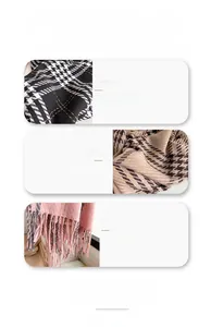 Detailed macro view of wool rich scarf fabric texture and exquisite tassel craftsmanship