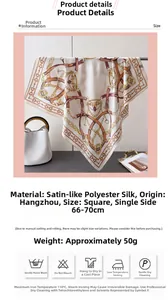 Detailed size and specs for the 70cm equestrian print satin silk square scarf