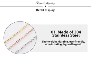 Detailansicht verstellbarer Halsketten aus 304 Edelstahl in Gold, Silber und Roségold